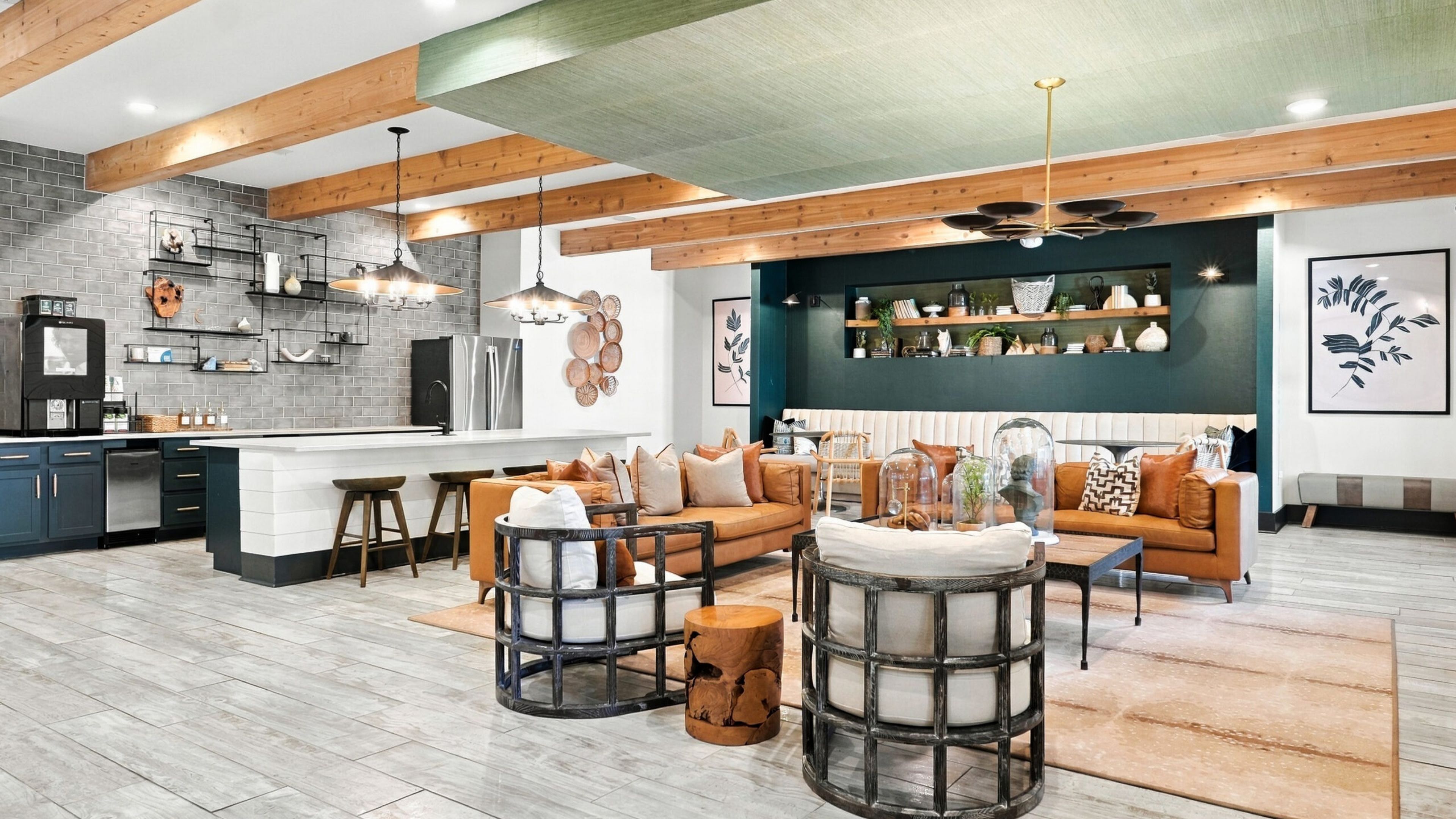 Hawthorne at Haywood luxury outdoor pool with in-pool lounge chairs and surrounding seating