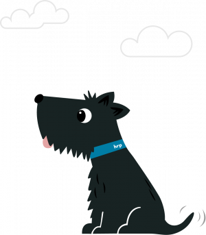 Hawthorne Residential Partners mascot dog with clouds